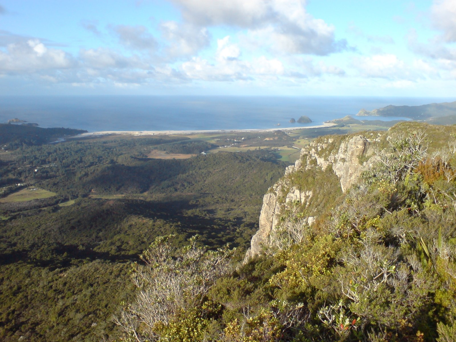 Looking down over the coast of Aotea, Great Barrier Island, from the slopes of Hirakimata